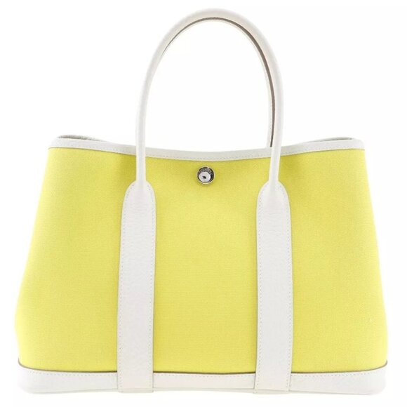 HERMES Garden party TPM Handbag lime/cre Towar Officier/Country Women - Picture 1 of 16